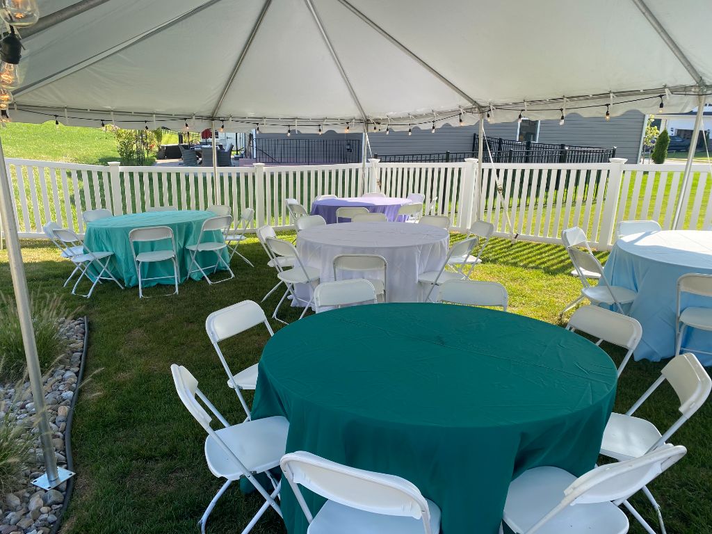 20x30 White Frame Tent With Tables and Chairs in Perry Hall, MD