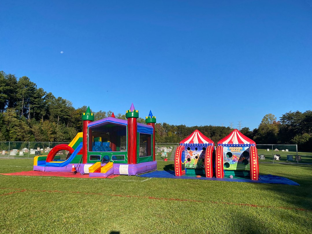 Large Bounce House with Slide and Tables and Chairs in Perry Hall, Maryland